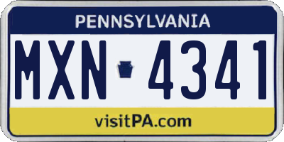 PA license plate MXN4341
