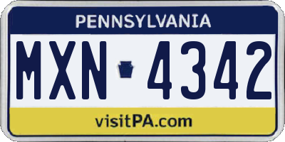 PA license plate MXN4342