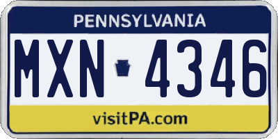 PA license plate MXN4346