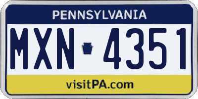 PA license plate MXN4351