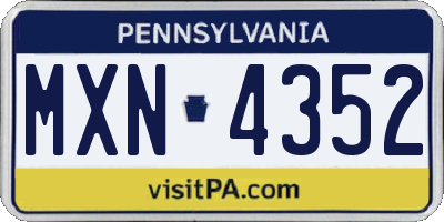 PA license plate MXN4352
