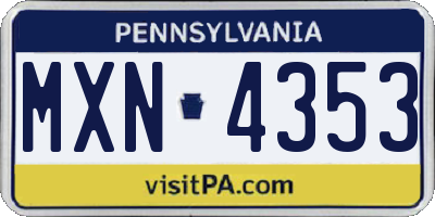 PA license plate MXN4353