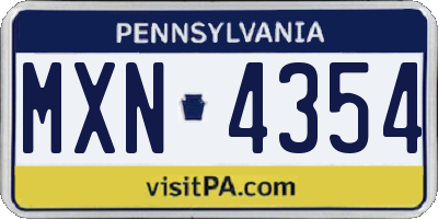 PA license plate MXN4354