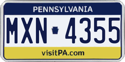 PA license plate MXN4355