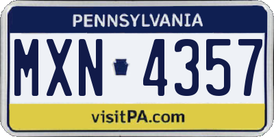 PA license plate MXN4357