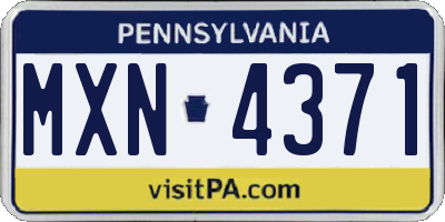 PA license plate MXN4371