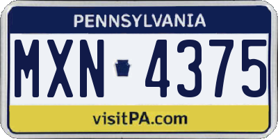 PA license plate MXN4375