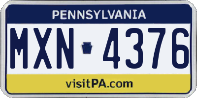 PA license plate MXN4376