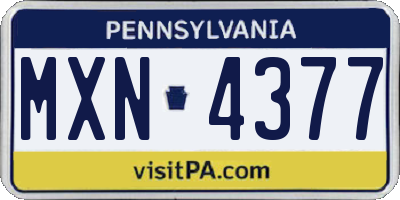 PA license plate MXN4377
