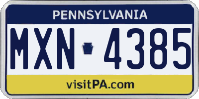 PA license plate MXN4385