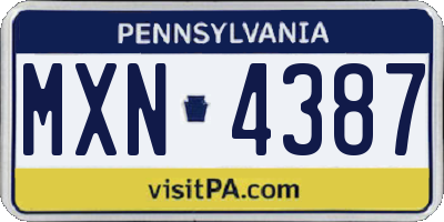 PA license plate MXN4387