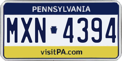 PA license plate MXN4394
