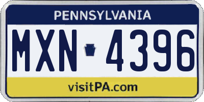 PA license plate MXN4396