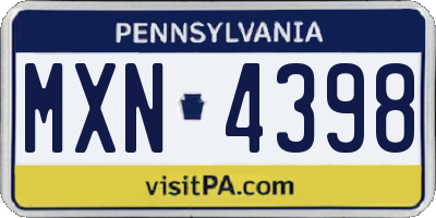 PA license plate MXN4398