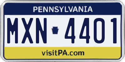 PA license plate MXN4401