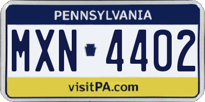 PA license plate MXN4402