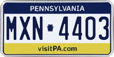 PA license plate MXN4403