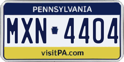 PA license plate MXN4404