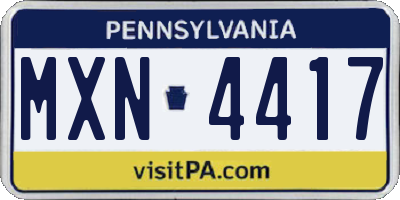 PA license plate MXN4417