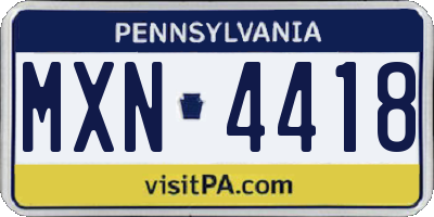 PA license plate MXN4418
