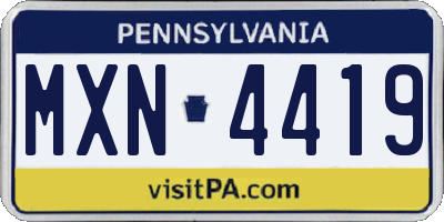 PA license plate MXN4419