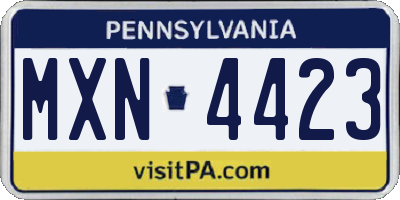 PA license plate MXN4423