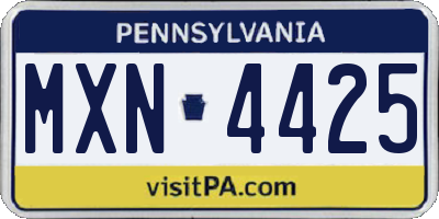 PA license plate MXN4425