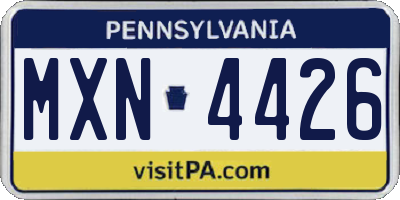 PA license plate MXN4426