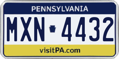 PA license plate MXN4432