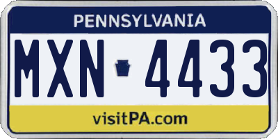 PA license plate MXN4433