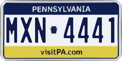 PA license plate MXN4441