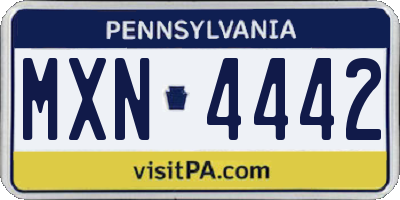 PA license plate MXN4442