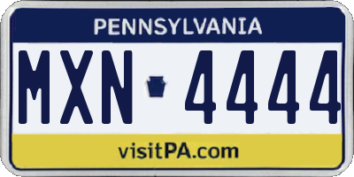 PA license plate MXN4444