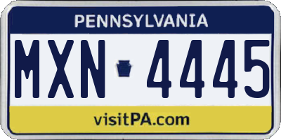 PA license plate MXN4445