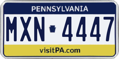 PA license plate MXN4447
