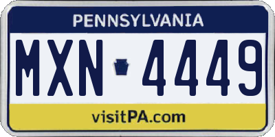 PA license plate MXN4449