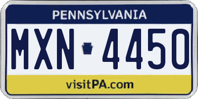PA license plate MXN4450