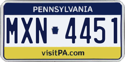 PA license plate MXN4451