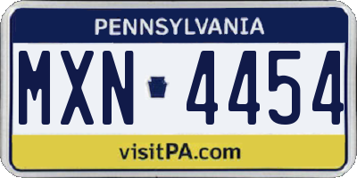 PA license plate MXN4454