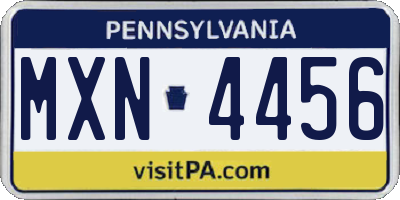 PA license plate MXN4456