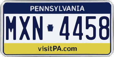 PA license plate MXN4458