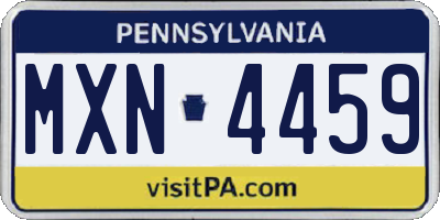 PA license plate MXN4459