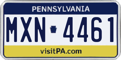 PA license plate MXN4461
