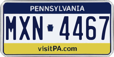 PA license plate MXN4467
