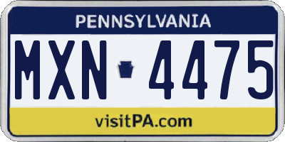 PA license plate MXN4475