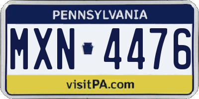 PA license plate MXN4476