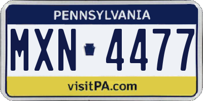 PA license plate MXN4477