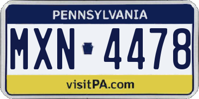 PA license plate MXN4478
