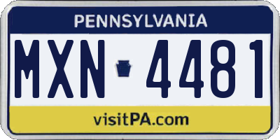 PA license plate MXN4481