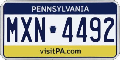 PA license plate MXN4492